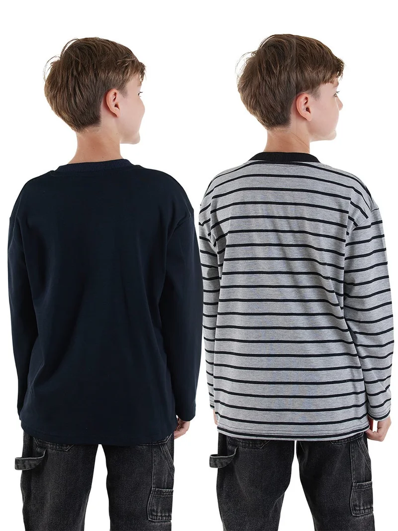 Denokids Striped&Printed 2-Pack Boy T-shirt